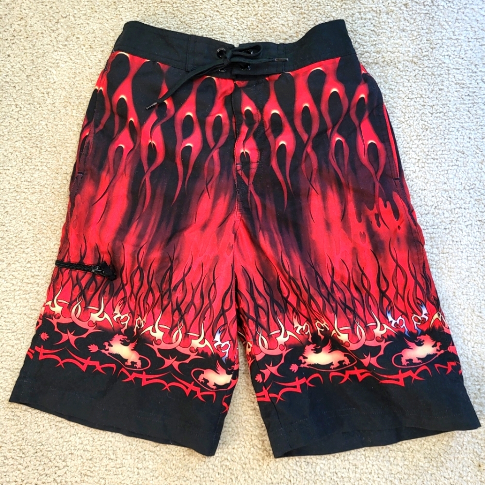 Flame Pattern Arizona Kids Swim Shorts Trunks Size 10-12